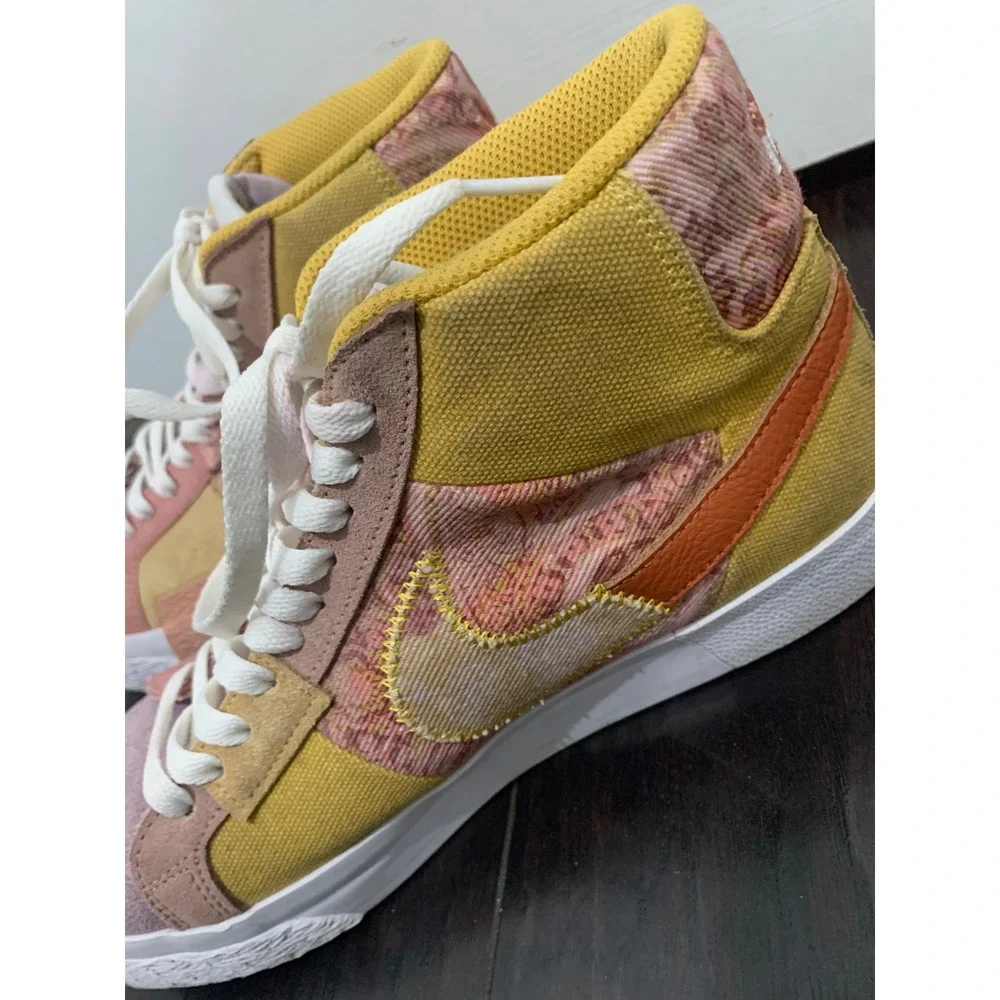 Nike SB Zoom Blazer Mid Premium Mosaic Citron Pink DA8854-300 Skate Shoes